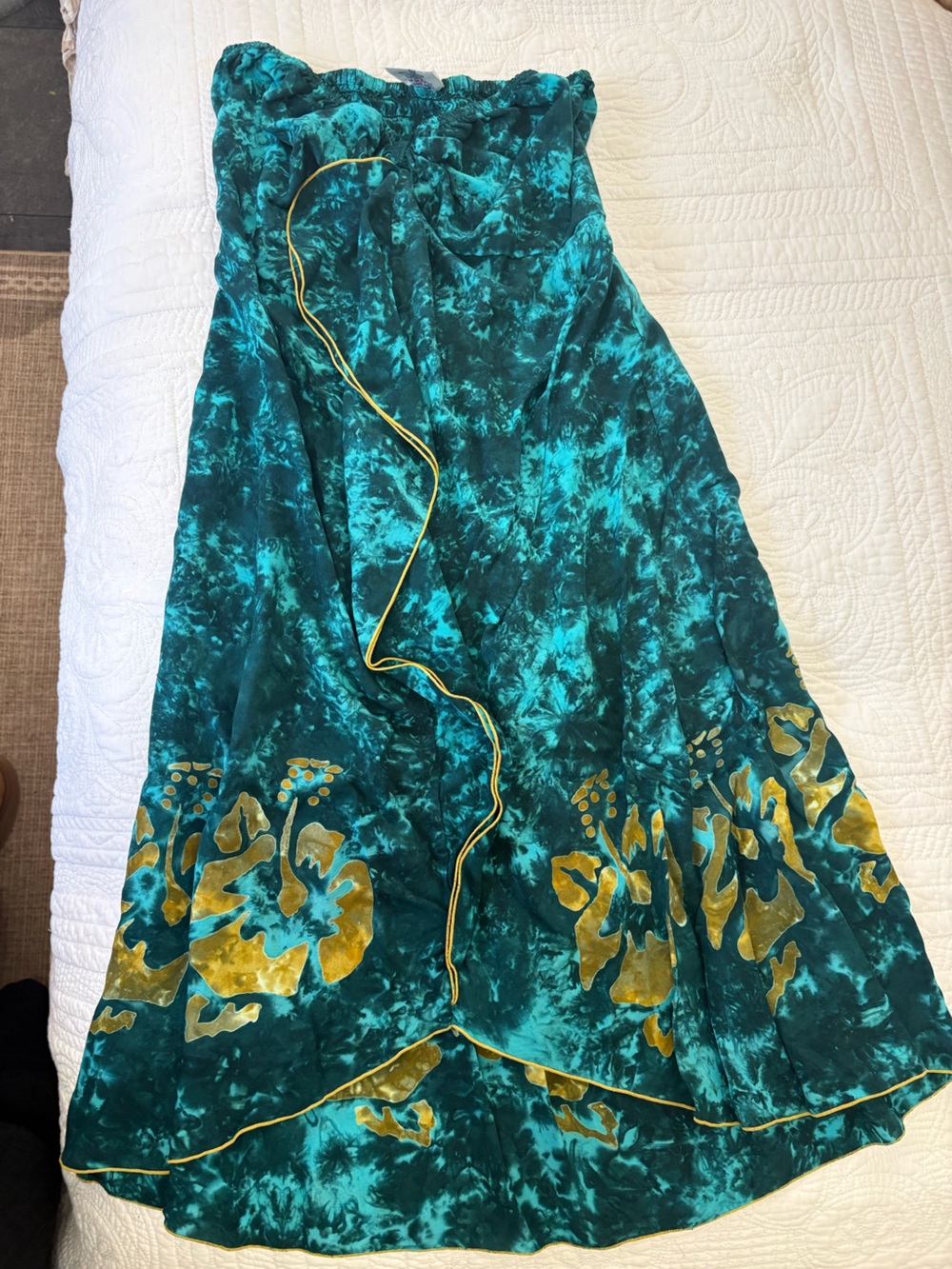 Young Fashion Teal & Gold Floral Maxi Skirt